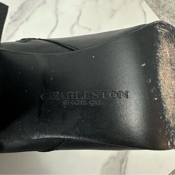 Charleston Shoe Co. Black Leather Drake Ankle Heeled Bootie Size 10 Date Party - Picture 9 of 16